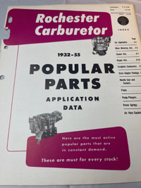 VINTAGE 1932 -1955 ROCHESTER CARB POPULAR PARTS CATALOG #M1615