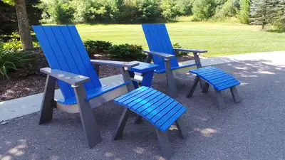 Canadian made furniture, for Canadian climate! Modern Muskoka Chairs, accented with stainless steel...
