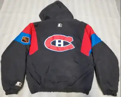 Here we have a vintage 90's owned Montreal Canadiens Starter pullover jacket. In Youth Small. Embroi...