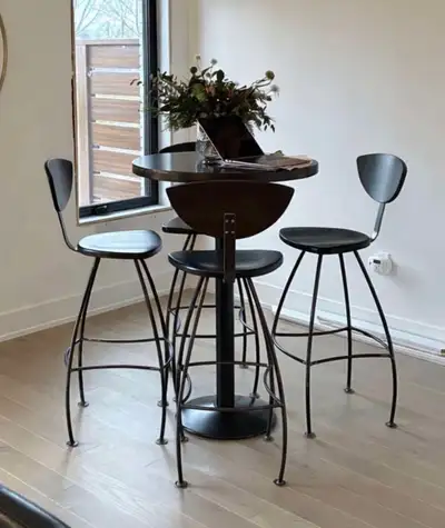 Metal & Wood Stools: Set of 4 (bar stools) Handcrafted Locally, View more