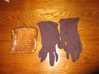 Ensemble sac à main et paire de gants antique