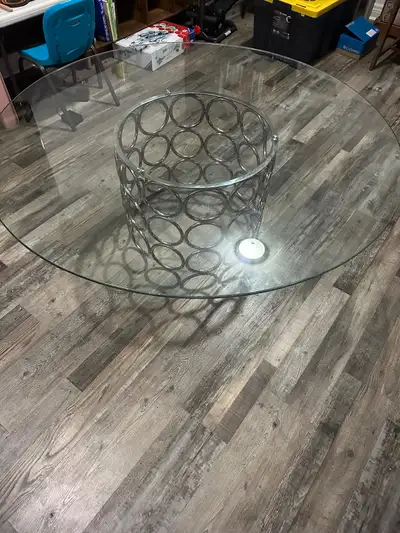 Glass topped coffee table, View more