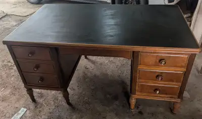 Vintage Solid Wood Executive Desk – Kneehole Desk w/ Drawers, View more