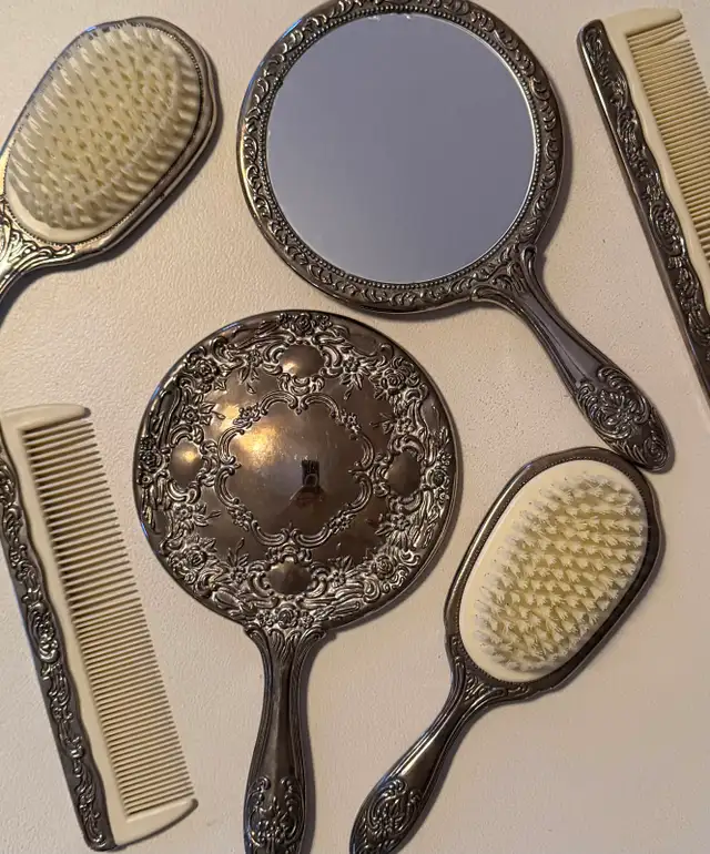 Silver Plated 3 Piece Comb Brush Mirror (2 sets) in Arts & Collectibles in St. Albert - Image 6