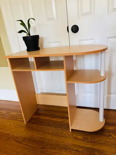 Compact Wooden Desk with Side Shelf – Great Condition, View more
