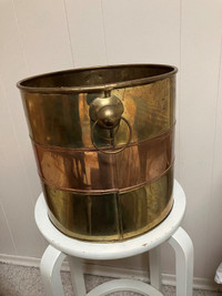 Brass and copper fireplace/firepit bucket.