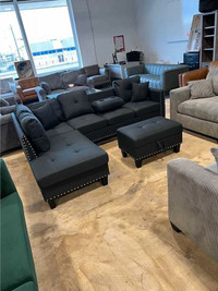 "Modern Chic: Contemporary 6-Seater Fabric Sectional Sofa"