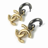 Authentic Chanel Gold and Rhuthenium CC drop earrings!! Stunning