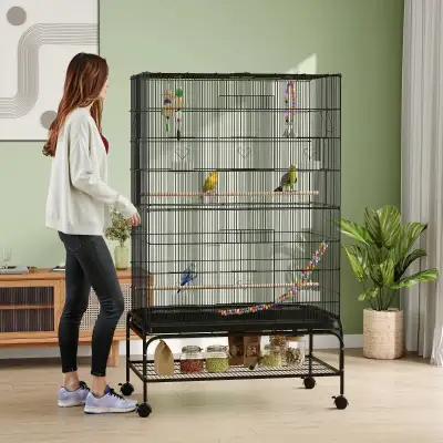 63" Bird Cage w/ Open Top, Black Color, View more