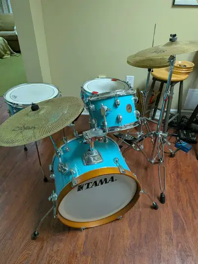 Tama 4 piece drum set, cymbals, practice pads, accessories, View more