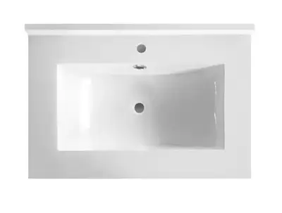 New 30" x 16" White polymarble vanity top with rectangular sink, View more