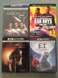 New 4K Bluray Apollo 13 Chaos Walking E.T.  Bad Boys For Life