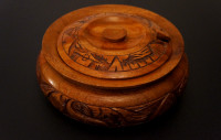 Vintage Wood Carved Bowl with Lid - Philippines