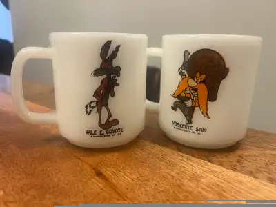 Vintage Looney Tunes Milk Glass Mugs, View more
