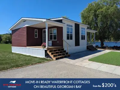 Located on a premium, waterfront end lot (Lot 47) on beautiful Georgian Bay, this brand-new 780 sq f...