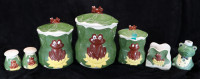 Vintage Kimple Mold Corp Frog Ceramic Pot Set