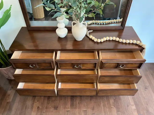 MCM Swedish Walnut Bedroom Set – Dresser, Nightstand & Mirror in Dressers & Wardrobes in Calgary - Image 9