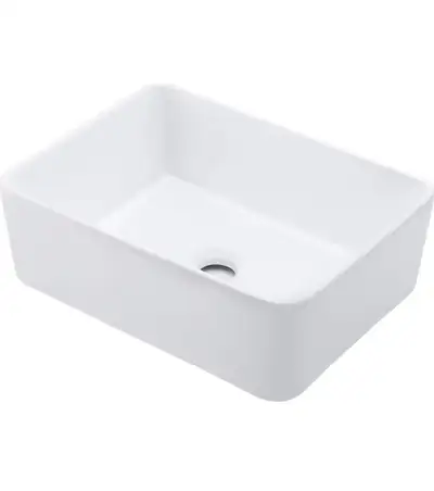 KES Rectangle Vessel Sink 16"X12" White Bathroom Sink, View more