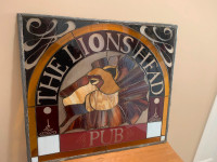 Vintage Rare Lion’s Head Pub Leaded glass , beautiful bar sign