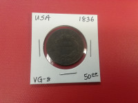 1836 USA    one       cent coin