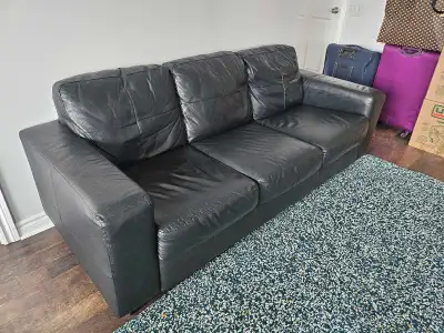 Black Leather Sofa - 3 Seater, View more