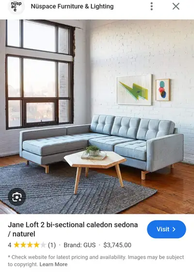 Couch. Jane 2 Bi-Sectional. Gus brand, View more