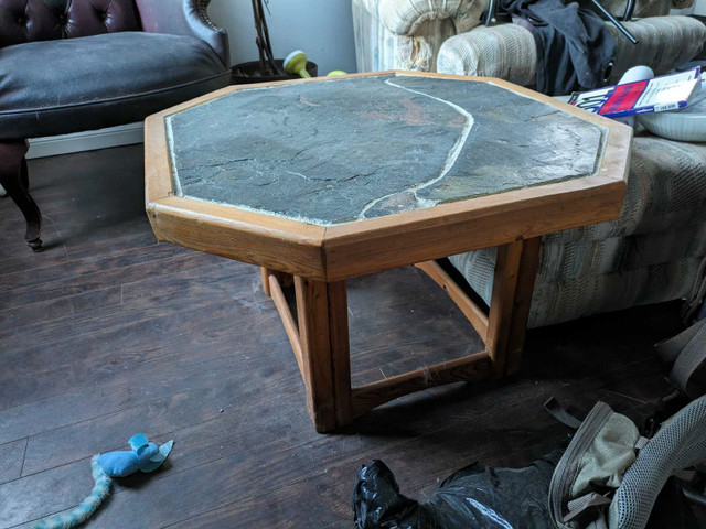 Stone and wood coffee table. in Coffee Tables in Penticton