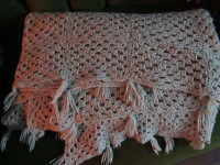 CHUNKY KNIT  HAND CROCHET CREAM WOVEN BLANKET THROW  QUILT