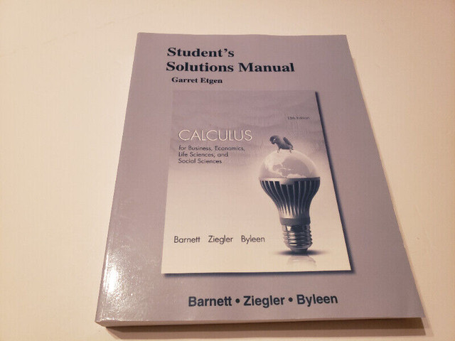 Student's Solutions Manual Calculus for business  13 th edition dans Manuels  à Laval/Rive Nord