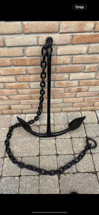 Black Antique Solid Steel Anchor, with  Heavy Chain attached