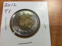 Canada 2012 Type 1, old style $2 coin, scarce