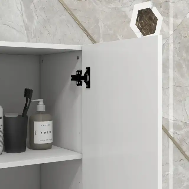 Tall Bathroom Cabinet, High Gloss Storage Cabinet with Doors and in Storage & Organization in Markham / York Region - Image 9