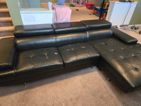 Black leather sectional 