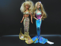 2 BARBIE BLONDE MERMAIDS, JEWELLED OR SHIMMER BLUE SOLO NO BOX