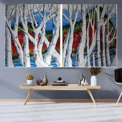 Large Abstract Original Painting by Local Artist 118x104 inch, View more