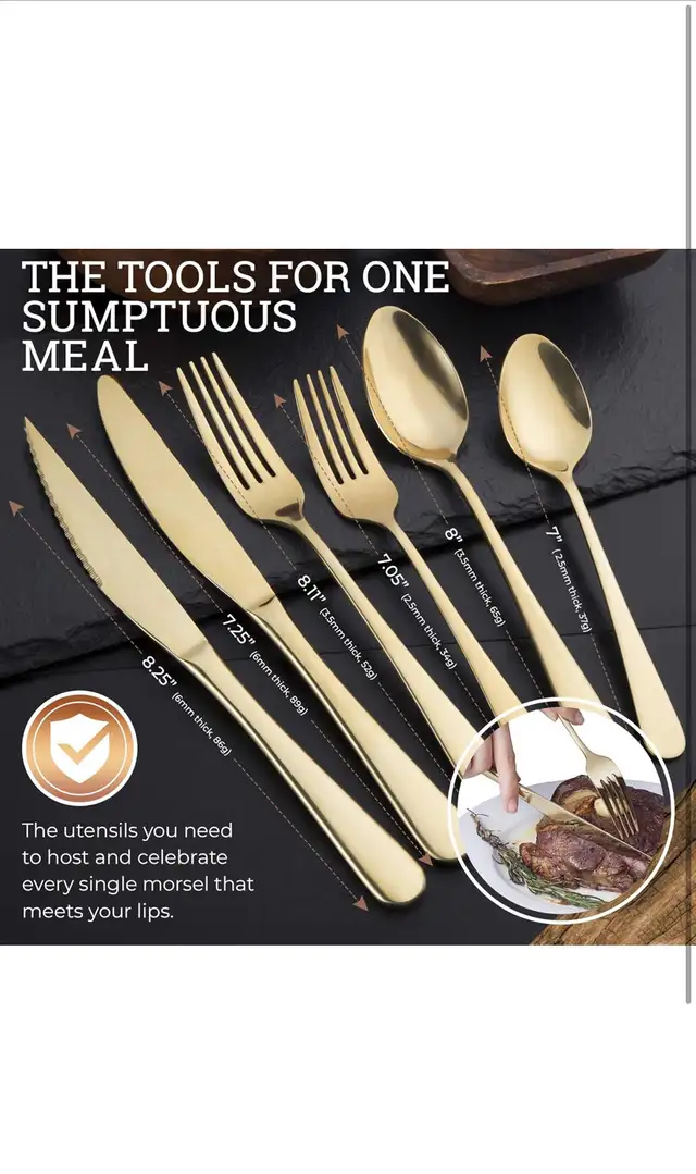 Evolve Gold Flatware Set in Kitchen & Dining Wares in Mississauga / Peel Region - Image 6
