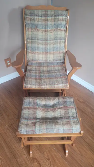 wooden rocking chair and rocking foot stool, View more