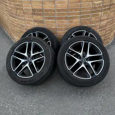 Mercedes Benz GLE53 AMG Original (2023) Black 21 Inch Rims and Continental Sport Contact 6 Summer Ti...