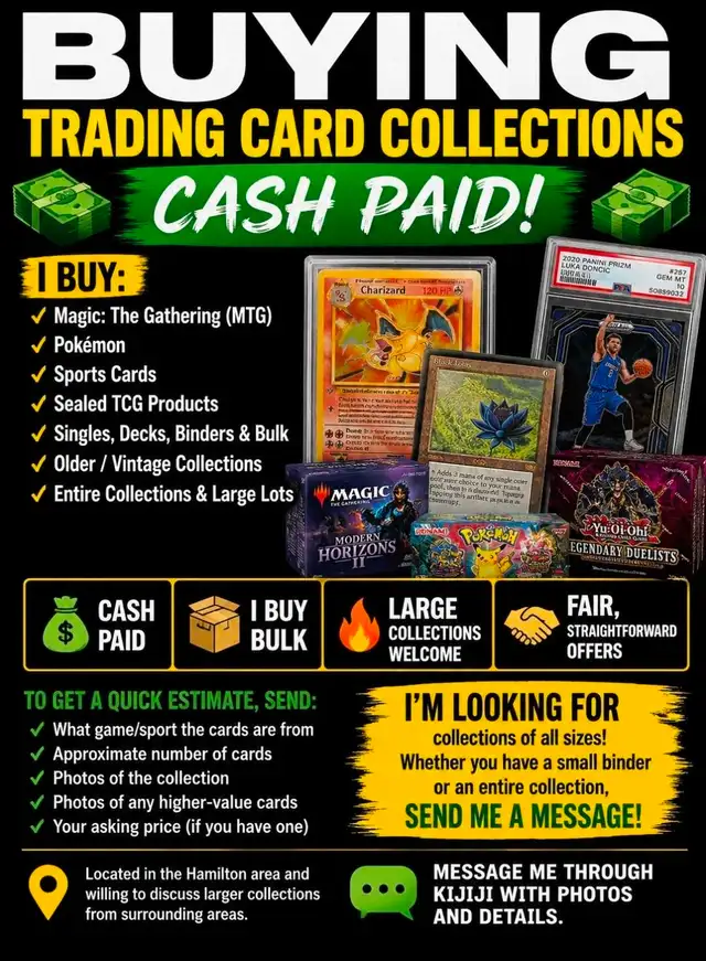BUYING TRADING CARD COLLECTIONS – CASH PAID