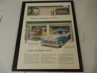 1955 Ford Original Magazine Print Advertisement. Large 10" x 14" Features Fairlane Town Sedan and Cu...