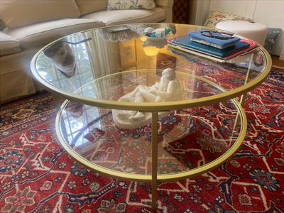 36" round luxe coffee table with glass top, View more