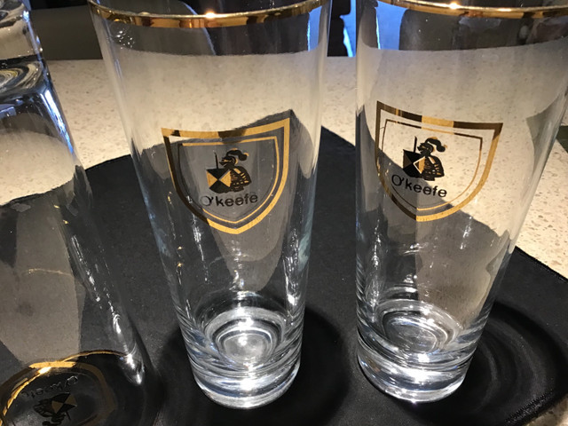 Gold trim O’Keefe Pilsner glasses in Arts & Collectibles in La Ronge