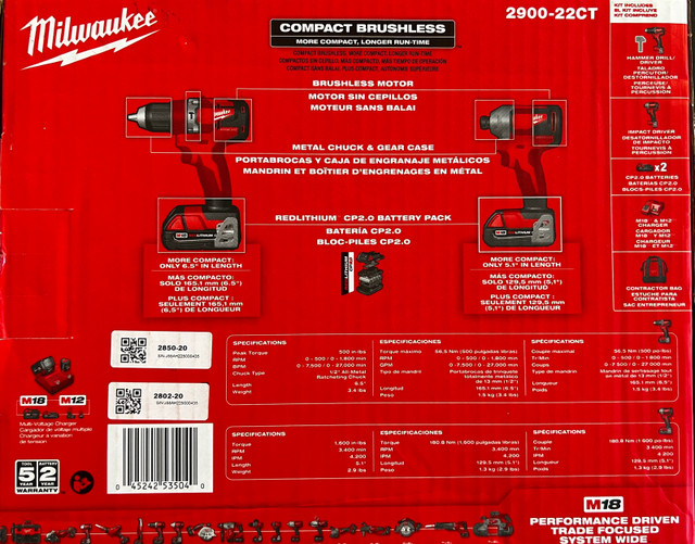 BrushlessCordless Compact Hammer Drill Impact Driver Combo Kit  in Power Tools in Mississauga / Peel Region - Image 4
