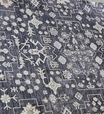 New Area Rug: Southwestern Motif Rug in Midnight Navy & Cream, View more