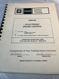 VINTAGE GM ORODUCT TRAINING 1983 -84 ELECTRONIC CRUISE CONTROL #