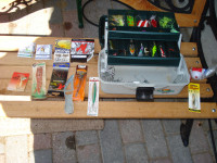 FISHING BOX AND CONTENTS.