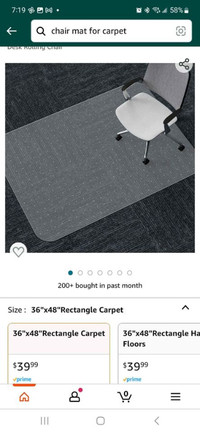 BNIB Chair Mat for Carpet