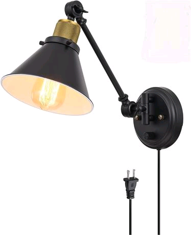 Dimmable Swing Arm Wall Sconce With Plug-in Cord - New in box, View more