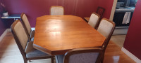 Teak dining table and 6 chairs