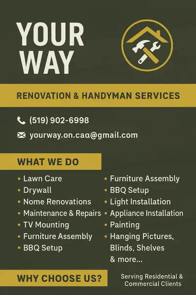 Providing quality repair service : *Tv mount, *Furniture assembly, *Set up BBQ, *light installation,...